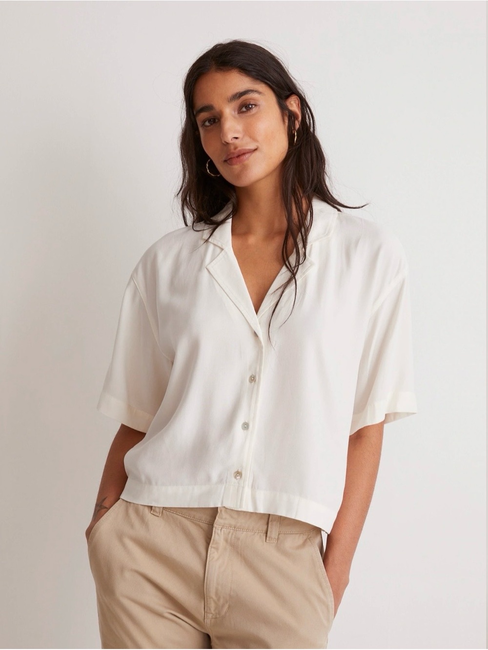 MADEWELL Button-Front Resort Shirt in Lusterweave